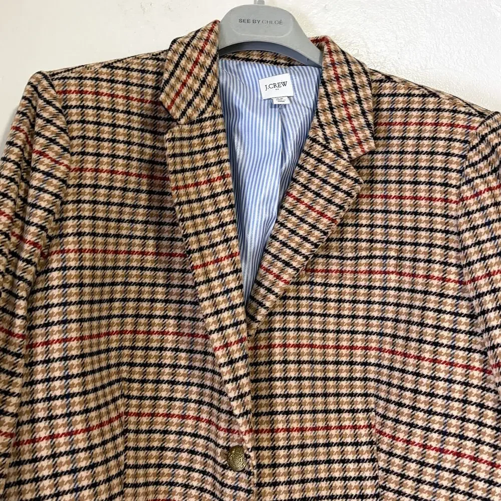 J.CREW NWOT Herringbone Wool Blend Schoolboy Blazer in Light Khaki Size 22